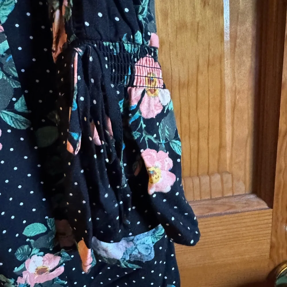 LC LAUREN CONRAD ~ Boho Horizons Black Floral Polka Dot ~ Drawstring Waist ~ XXL - Picture 7 of 9